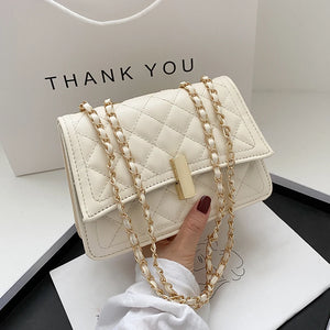 Lattice Pattern PU Leather Messenger Bag Women Solid Casual Purse