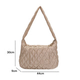 Lattice Pattern Shoulder Bags Space Cotton Handbags Women Large Capacity Tote Ba