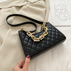 Lattice Pattern Women PU Shoulder Bag Chain Totes Leather