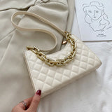 Lattice Pattern Women PU Shoulder Bag Chain Totes Leather