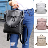 Waterproof PU Leather Backpack Women Zipper Casual Shoulder Bag