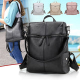 Waterproof PU Leather Backpack Women Zipper Casual Shoulder Bag