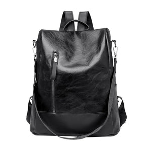 Women's Retro PU Leather Backpack College Shoulder School Bag