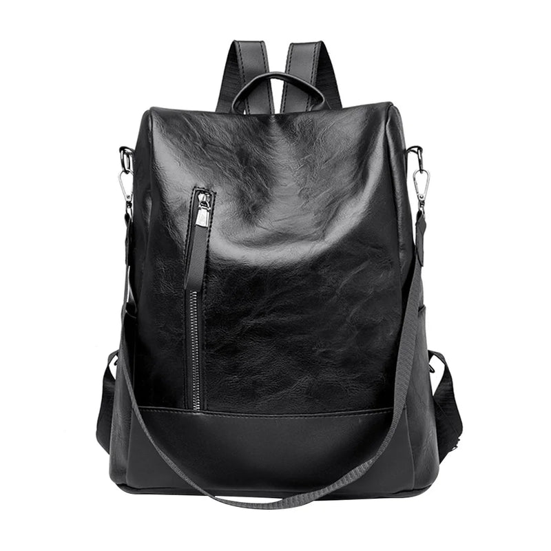 Women's Retro PU Leather Backpack College Shoulder School Bag