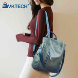 Women's Retro PU Leather Backpack College Shoulder School Bag