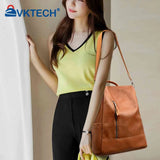 Women's Retro PU Leather Backpack College Shoulder School Bag