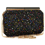 Leather Box Bag Evening Clutches Crossbody Rhinestone Party Purse Women
