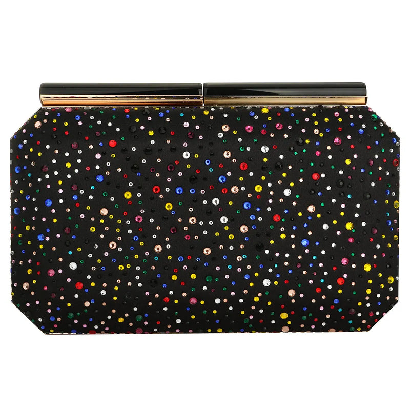 Leather Box Bag Evening Clutches Crossbody Rhinestone Party Purse Women