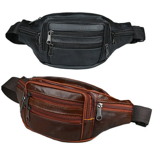 Leather Casual Waist Fanny Pack Hip Belt Bag for Mobile Travel