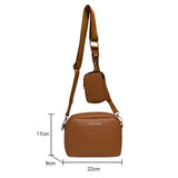 Leather Crossbody Bags Camera Headphone Pouch Solid Wide Strap