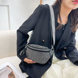 Leather Female Belt Bag Ladies Diamond Fanny pack Hip pack Woman Shoulder Crossb
