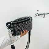 Leather Female Belt Bag Ladies Diamond Fanny pack Hip pack Woman Shoulder Crossb