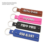 Leather Personalized Rhinestone Name Keychain Keyring