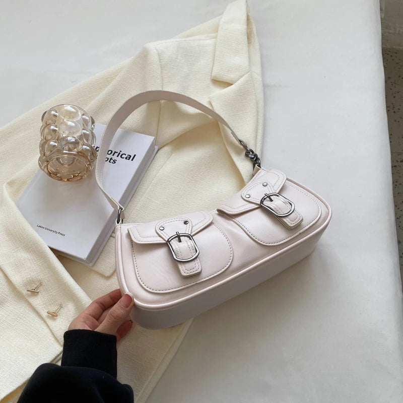 Leather Shoulder Side Bag for Women Small Pocket Handbag