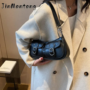 Leather Shoulder Side Bag for Women Small Pocket Handbag