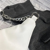 Leather Waist Fanny Pack Chest Bag with Chain for Women
