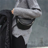 Leather Waist Fanny Pack Chest Bag with Chain for Women
