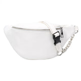 Leather Fanny Pack Chest Bag with Metal Chain