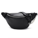 Leather Waist Fanny Pack with Metal Chain