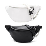 Leather Waist Fanny Pack with Metal Chain