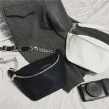 Leather Waist Fanny Pack Chest Bag with Metal Chain