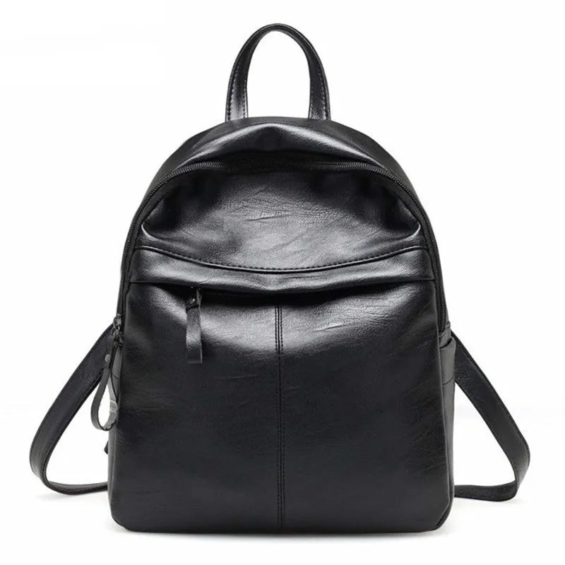 Leather Women Backpack School Backpacks Zipper School Bag For Girls