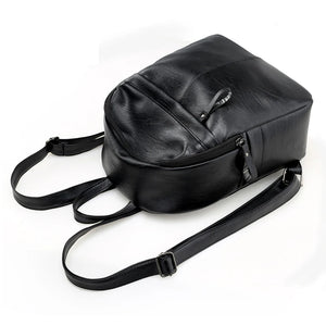 Leather Women Backpack Shoulder Bag for Teenager Girls Student