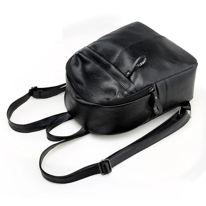 Leather Women Backpack Shoulder Bag for Teenager Girls Student