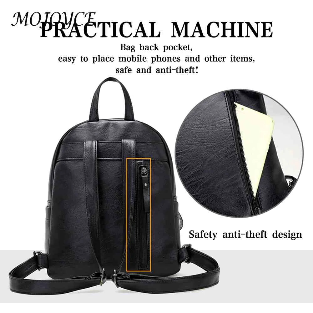 Vintage Leather Women Backpack School Book Bag Teenager College Knapsack