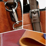 Women's Crossbody Tote Messenger Bag in Washed Pu Leather