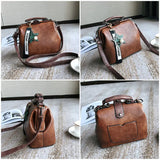 Leather Women's Shoulder Bags Casual Wild Retro Embroidery Handbag