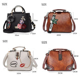 Leather Women's Shoulder Bags Casual Wild Retro Embroidery Handbag