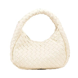 Green Leather Woven Shoulder Bag Soft Lady Handbag