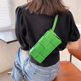 Women's Leather Woven Waist Bag Chest Pouch