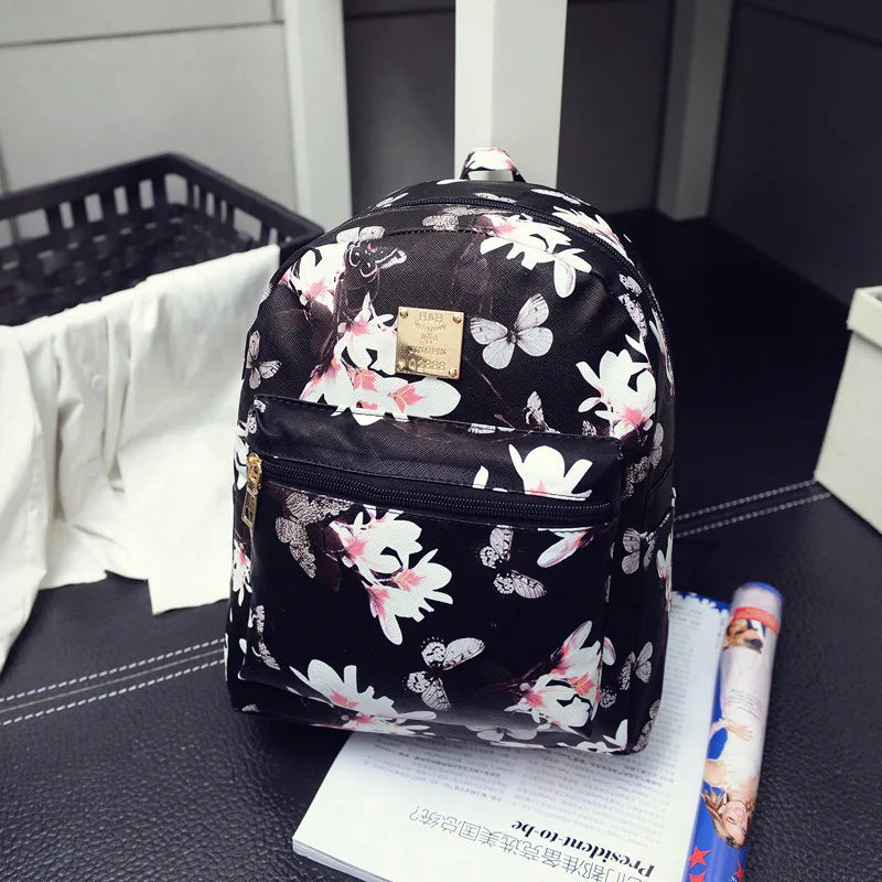 Butterfly Flower Children's Backpack PU Leather Mini Backpack