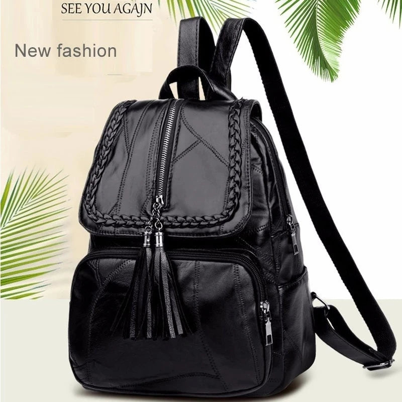 Leisure Women's Backpack Soft PU Leather Handbag Shoulder Bag Travel Schoolbags