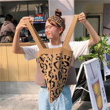 Leopard Knitted Shoulder Bag Large Capcaity Tote Girls Armpit Handbag Purse