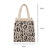 Leopard Knitted Shoulder Bag Large Capcaity Tote Girls Armpit Handbag Purse