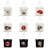 Leopard Lips Print Shoulder Bags High Capacity Women Totes