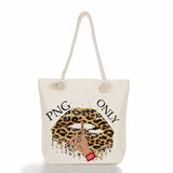 Leopard Lips Print Shoulder Bag High Capacity Women Tote