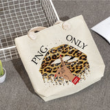 Leopard Lips Print Shoulder Bag High Capacity Women Tote