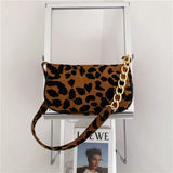 Leopard Pattern Chain Crossbody Bag Vintage Female Purse