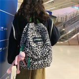 Leopard Women Backpack Harajuku Female School College Student Schoolbag