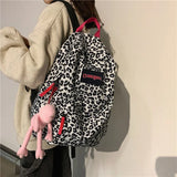 Leopard Women Backpack Harajuku Female School College Student Schoolbag