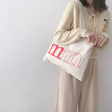 Letter Canvas Bag for Women Ladies Single Shoulder Shopping Bags