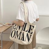Pattern Canvas Shoulder Bag Large Capacity Women Shopping Handbag