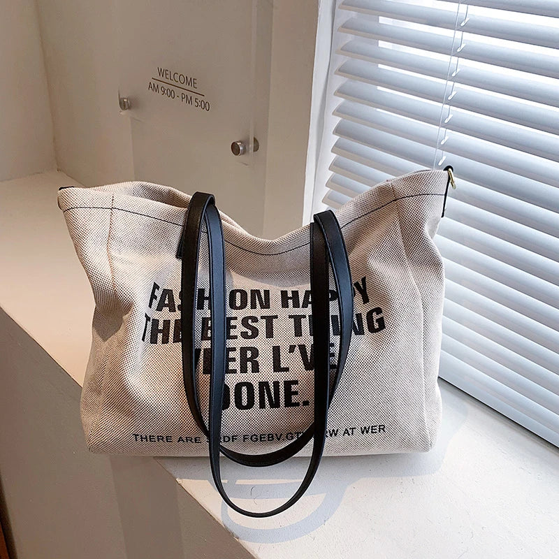 Canvas Women's Shoulder Bag Casual Travel Tote School Bag Large Capacity