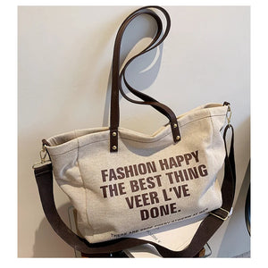 Canvas Women's Shoulder Bag Casual Travel Tote School Bag Large Capacity