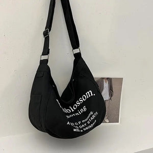 Letter Pattern Women Crossbody Canvas Bag Casual Portable Ladies Shoulder Bags