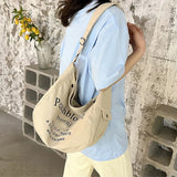 Letter Pattern Women Crossbody Canvas Bag Casual Portable Ladies Shoulder Bags